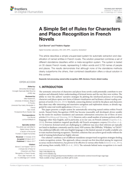 A Simple Set of Rules for Characters and Place Recognition in French Novels