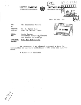 El E 1 INTEROFFICE MEMORANDUM MEMORANDUM INTERIB JUL I 6 I99T