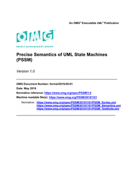 Precise Semantics of UML State Machines (PSSM)