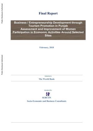 Business / Entrepreneurship Development Through Tourism Promotion in Punjab