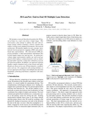 3D-Lanenet: End-To-End 3D Multiple Lane Detection