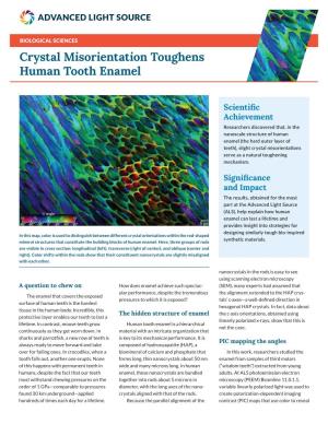 Crystal Misorientation Toughens Human Tooth Enamel