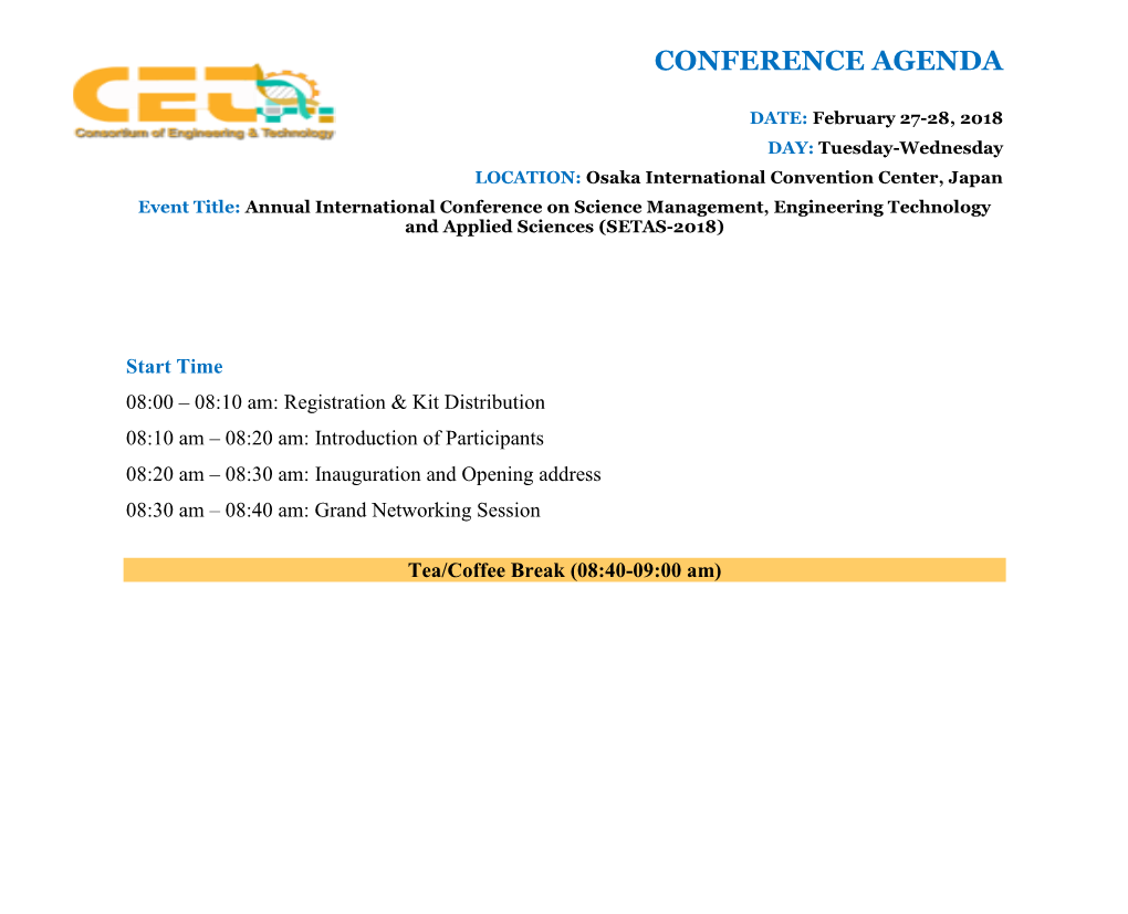 Conference Agenda