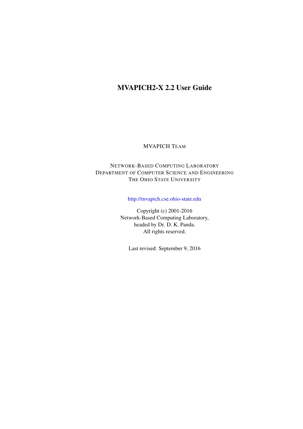 MVAPICH2-X 2.2 User Guide