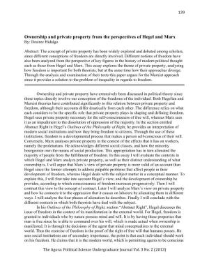 Ownership and Private Property from the Perspectives of Hegel and Marx By: Desiree Hidalgo