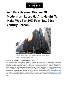 NEW YORK YIMBY April 08, 2016 425 Park Avenue, Pioneer of Modernism