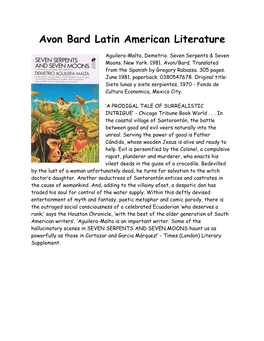 Avon Bard Latin American Literature Titles