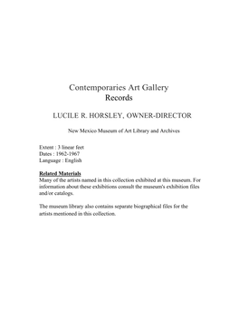 Contemporaries Art Gallery Records