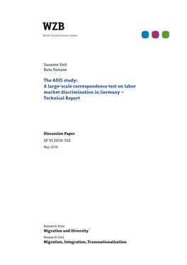 The ADIS Study: a Large-Scale Correspondence Test on Labor Market Discrimination in Germany – Technical Report