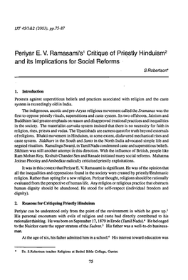 S. Robertson, "Periya EV Ramasami's Critique of Priestly Hinduism and Its Implications for Social Reforms,"