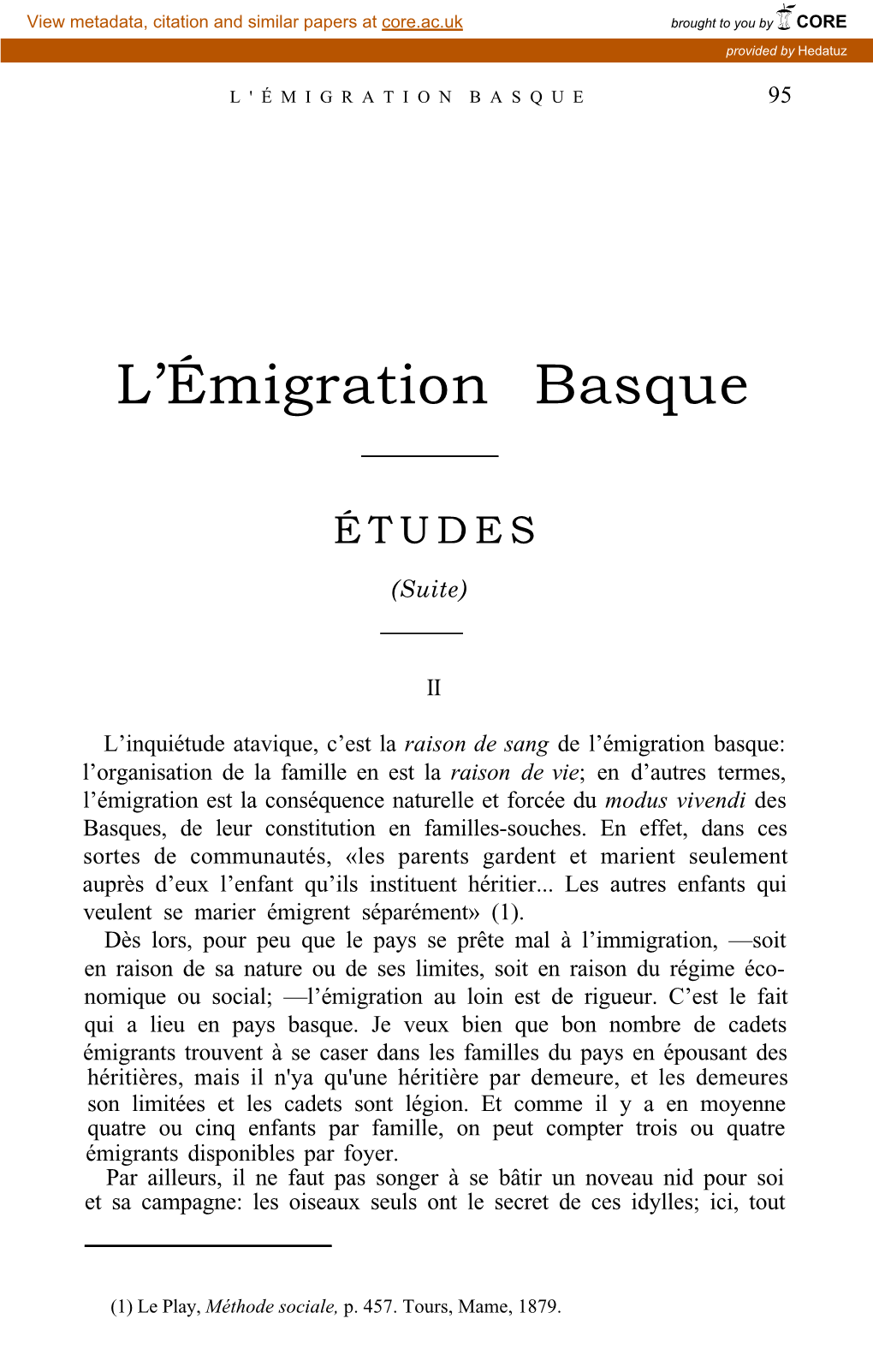 L' Émigration Basque