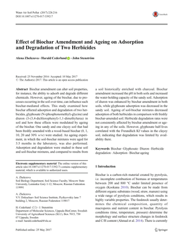 Effect of Biochar Amendment and Ageing on Adsorption and Degradation of Two Herbicides