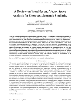 A Review on Wordnet and Vector Space Analysis for Short-Text Semantic Similarity