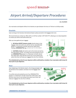 Airport Arrival/Departure Procedures
