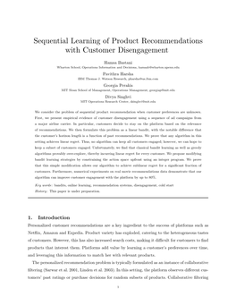 Sequential Learning of Product Recommendations with Customer Disengagement