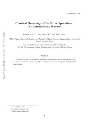 Classical Geometry of De Sitter Spacetime in Arbitrary Dimensions