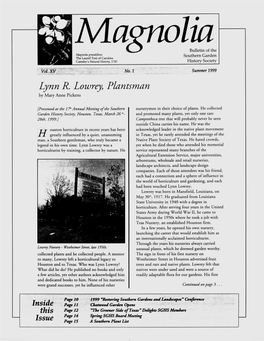 Lynn R. Lowrey, Plantsman by Mary Anne Pickens