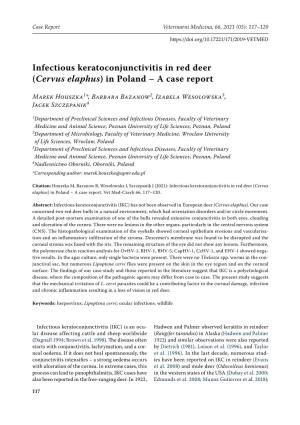 Infectious Keratoconjunctivitis in Red Deer (Cervus Elaphus) in Poland – a Case Report