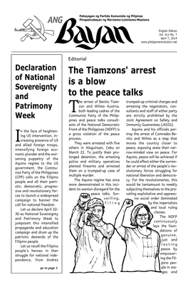 ANG the Tiamzons' Arrest Is a Blow to the Peace Talks