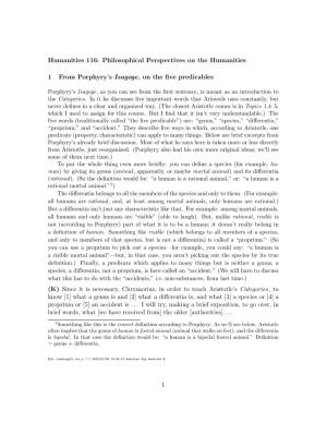 Philosophical Perspectives on the Humanities 1 from Porphyry's