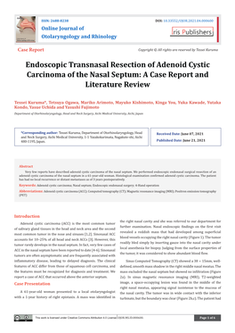 Endoscopic Transnasal Resection of Adenoid Cystic Carcinoma of the Nasal Septum: a Case Report and Literature Review