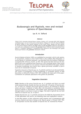 Budawangia and Rupicola, New and Revised Genera of Epacridaceae.Crossref