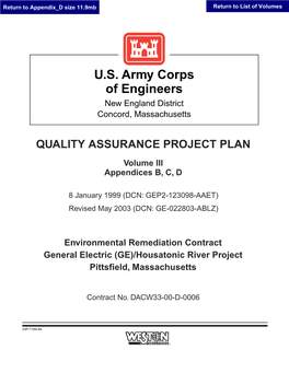 GE/Housatonic River Site, Quality Assurance Project Plan, Volume 3