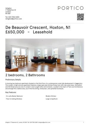 De Beauvoir Crescent, Hoxton, N1 £650000