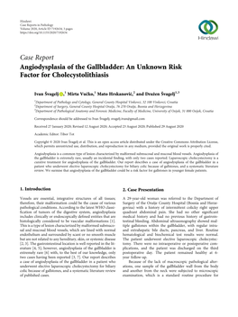 Angiodysplasia of the Gallbladder: an Unknown Risk Factor for Cholecystolithiasis