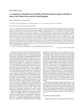 A Comparison of the Behavioral Profiles of Purebred Dogs in Japan to Profiles of Those in the United States and the United Kingdom