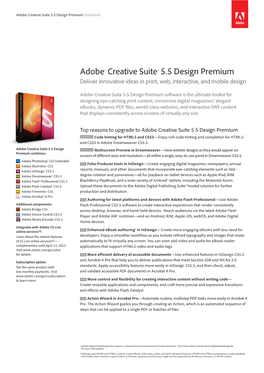 Adobe Creative Suite 5.5 Design Premium Datasheet