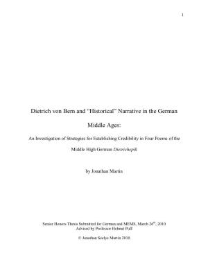 Dietrich Von Bern and “Historical” Narrative in the German Middle Ages
