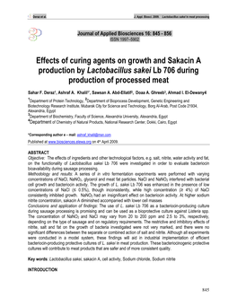 Effects of the Curing Agents Used in the Production of Processed Meat