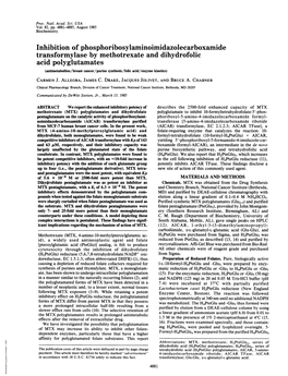 Inhibition of Phosphoribosylaminoimidazolecarboxamide Transformylase by Methotrexate and Dihydrofolic