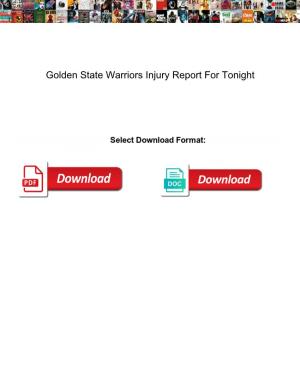 Golden State Warriors Injury Report for Tonight