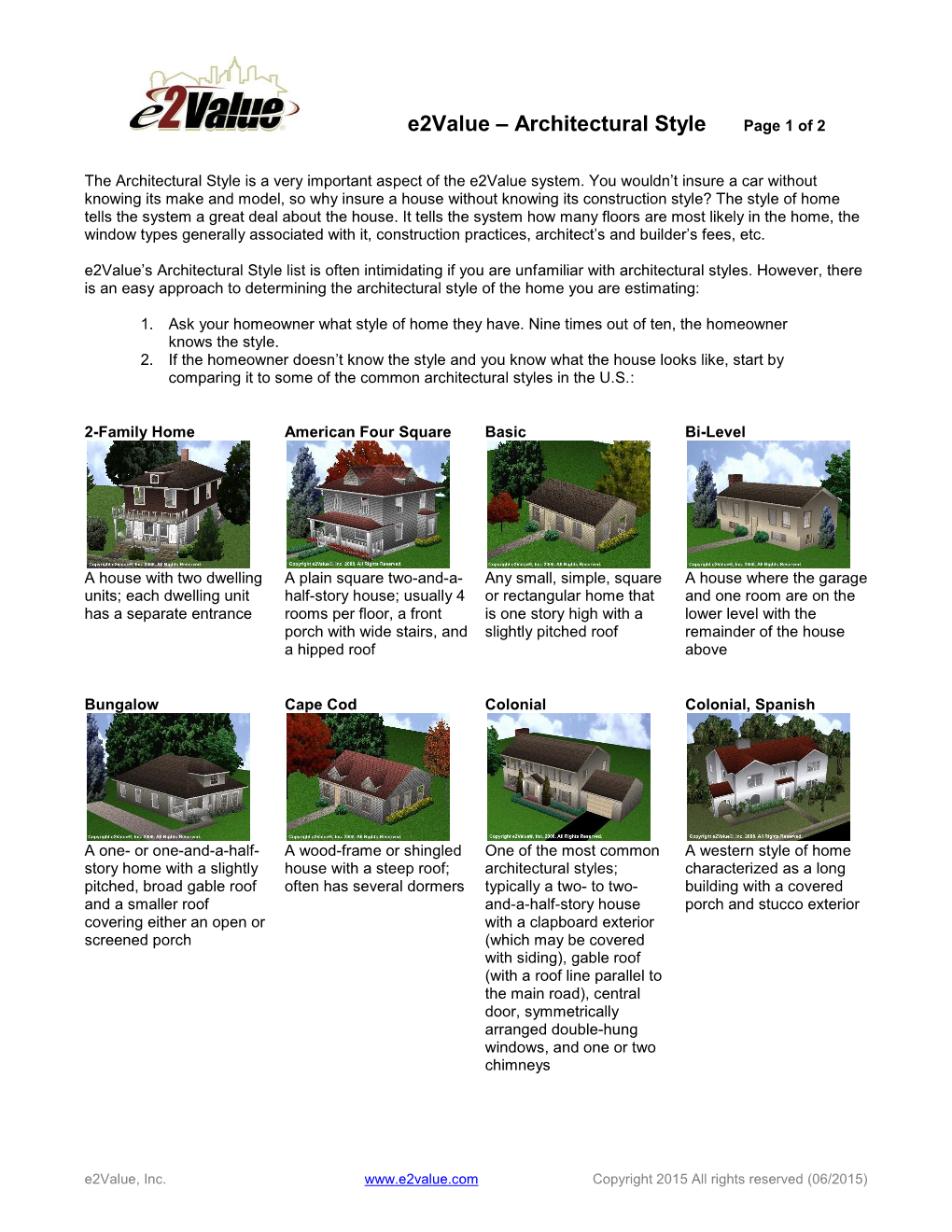 E2value – Architectural Style Page 1 of 2