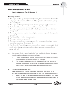 Other Delivery Content, Tec 40-5 Study Assignment: Tec 40 Handout 5