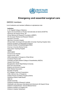 Emergency and Essential Surgical Care