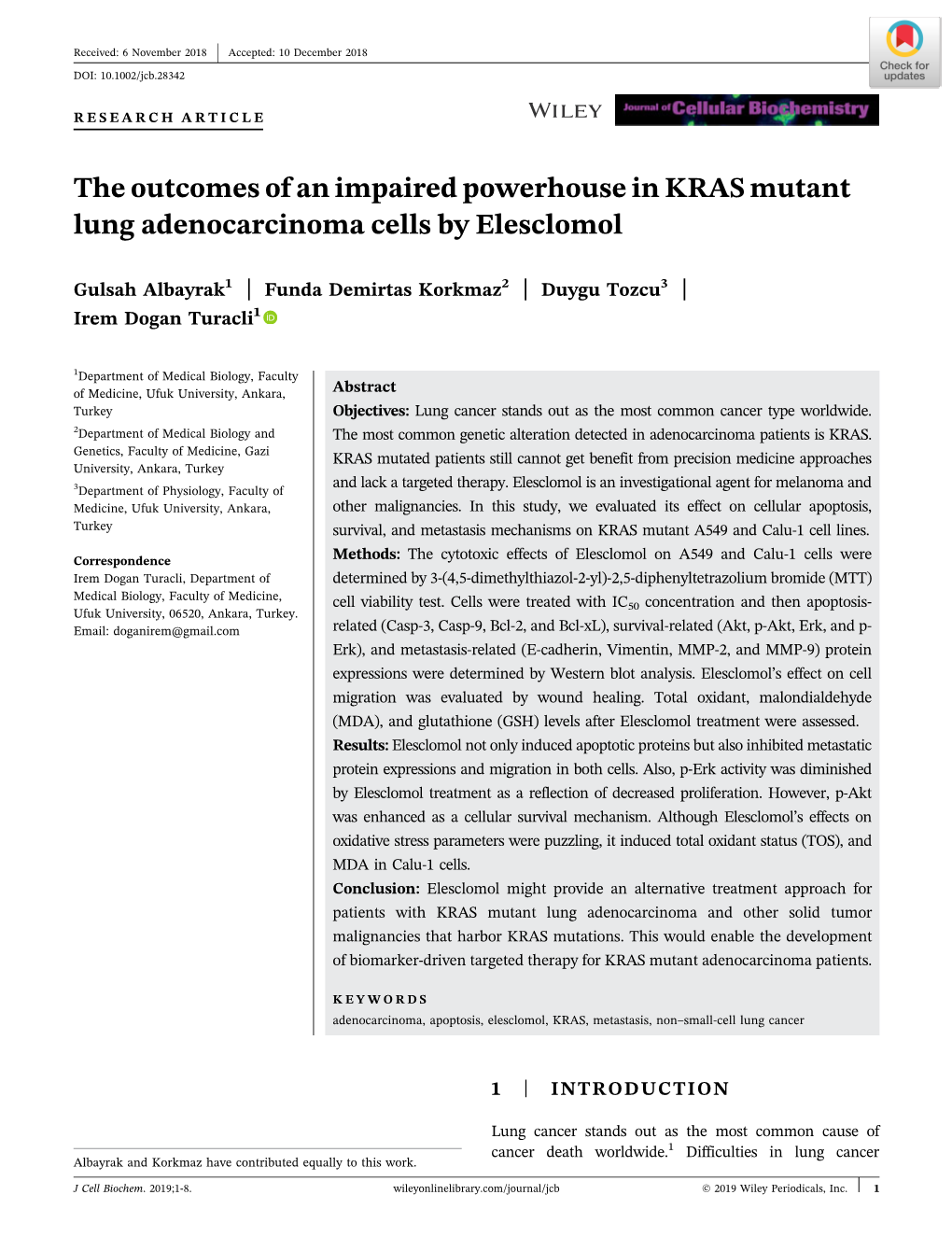 The Outcomes of an Impaired Powerhouse in KRAS Mutant Lung Adenocarcinoma Cells by Elesclomol