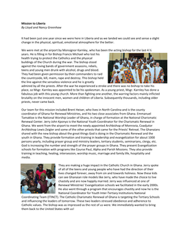 Liberia Field Report 2010