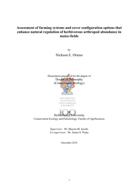 Assessment of Farming Systems and Cover Configuration Options That Enhance Natural Regulation of Herbivorous Arthropod Abundance in Maize-Fields