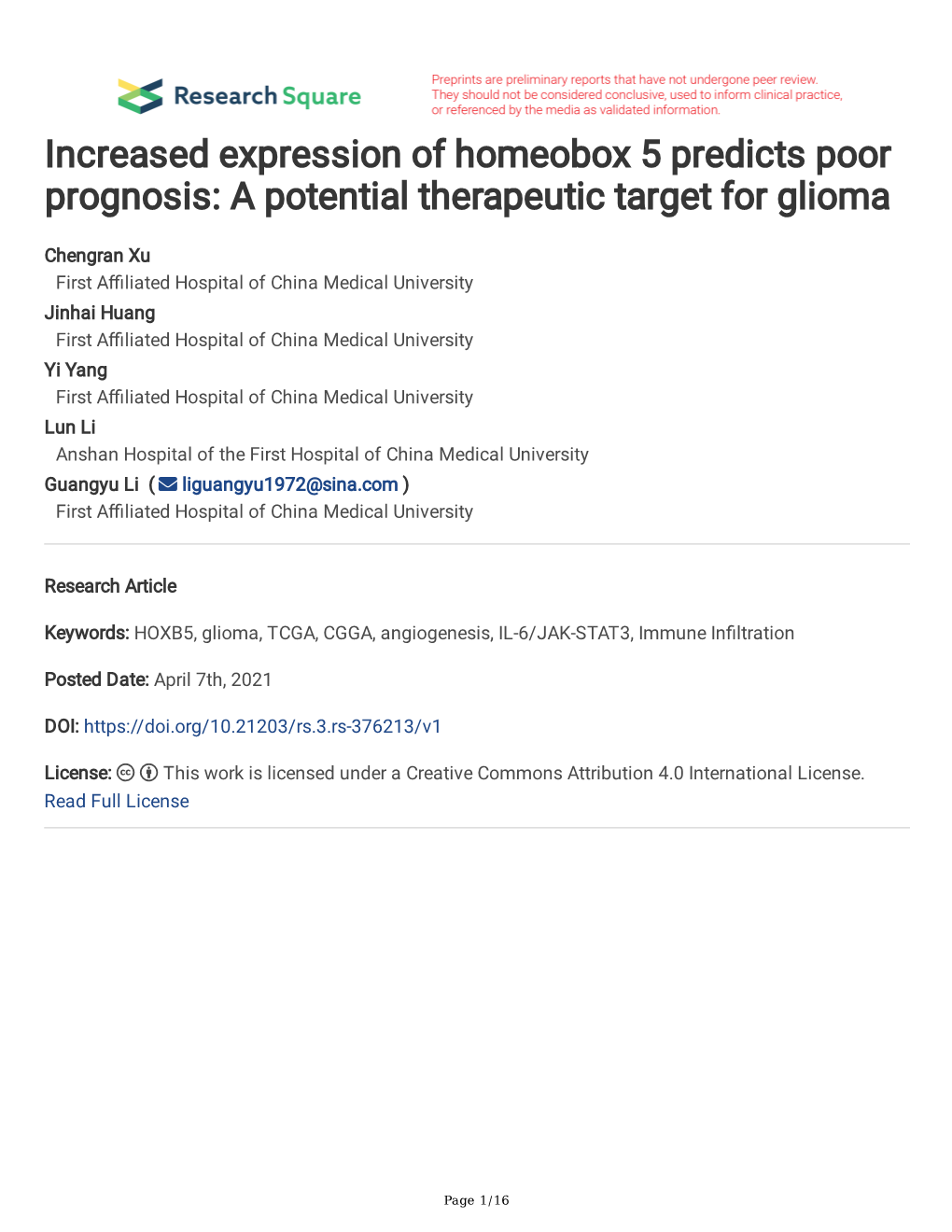 Increased Expression of Homeobox 5 Predicts Poor Prognosis: a Potential Therapeutic Target for Glioma