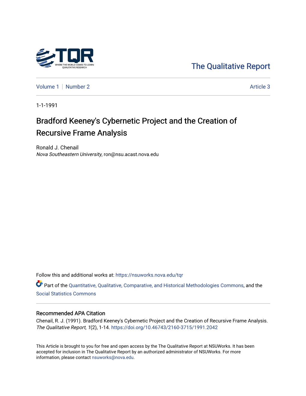 Bradford Keeney's Cybernetic Project and the Creation of Recursive Frame Analysis