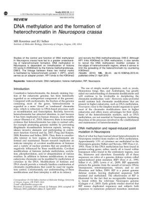 DNA Methylation and the Formation of Heterochromatin in Neurospora Crassa