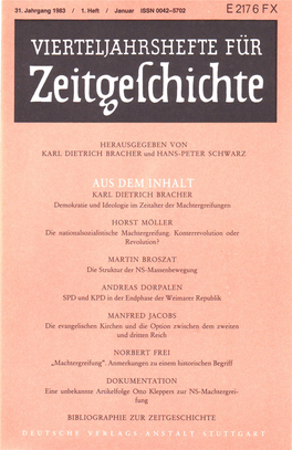 Vierteljahrshefte Für Zeitgeschichte Jahrgang 31(1983) Heft 1