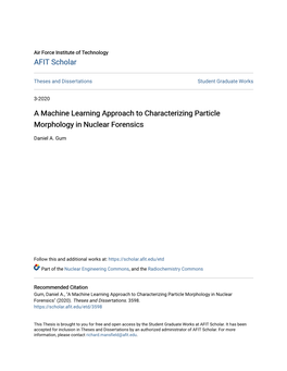 A Machine Learning Approach to Characterizing Particle Morphology in Nuclear Forensics