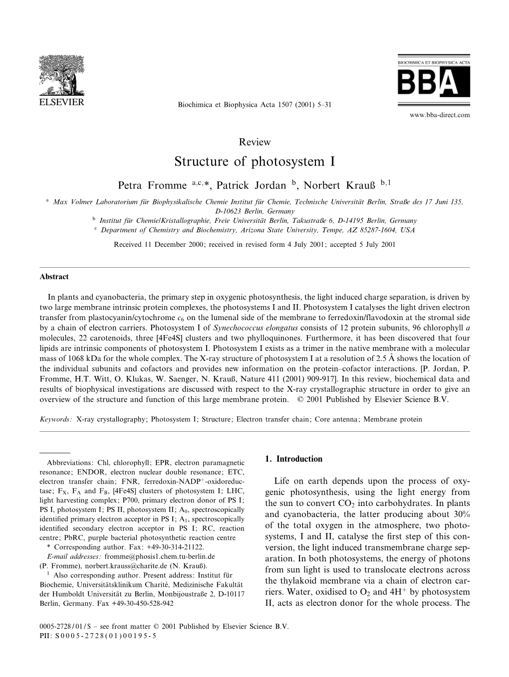 Structure of Photosystem I