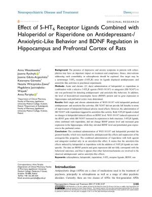 Effect of 5-HT6 Receptor Ligands Combined with Haloperidol Or