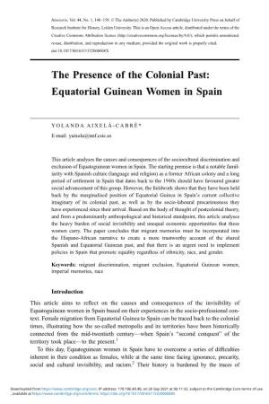 The Presence of the Colonial Past: Equatorial Guinean Women in Spain