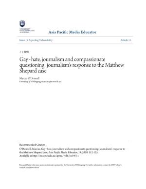 Hate, Journalism and Compassionate Questioning: Journalismâ•Žs